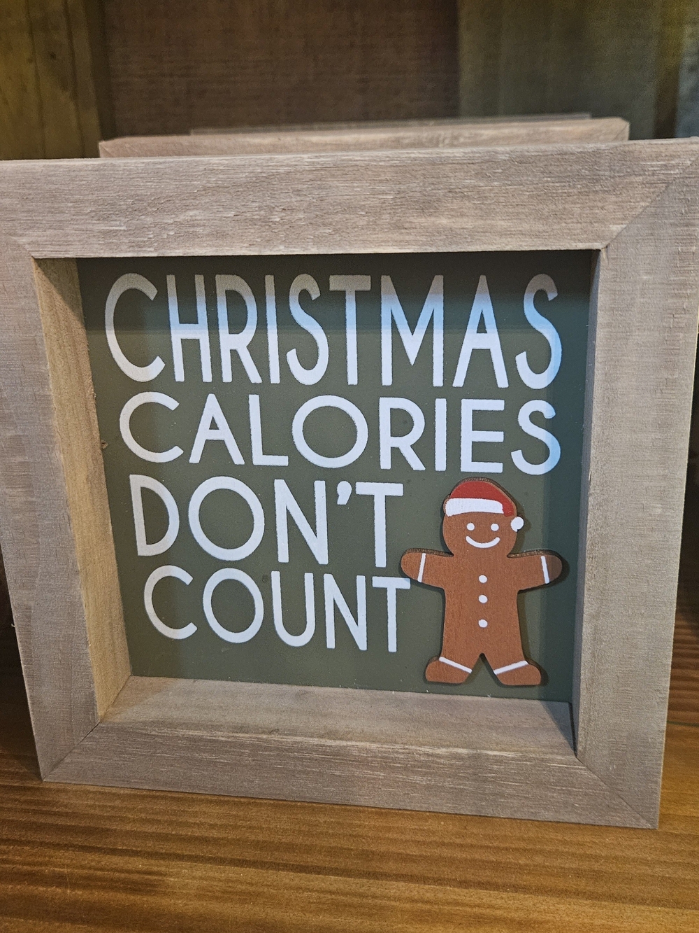 Wood Frame 'Christmas Calories Don't Count' Holiday Sign - Green